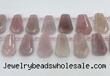 CTD2357 Top drilled 16*18mm - 20*30mm freeform Madagascar rose quartz beads