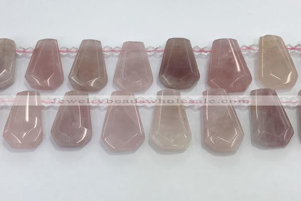 CTD2357 Top drilled 16*18mm - 20*30mm freeform Madagascar rose quartz beads