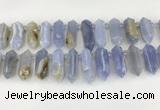 CTD2390 Top drilled 13*30mm - 14*42mm sticks blue chalcedony beads