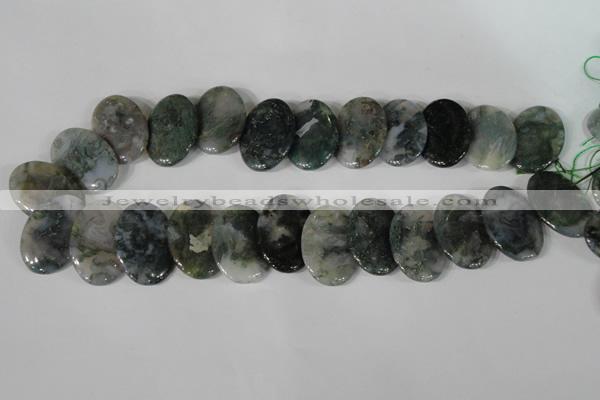 CTD24 Top drilled 20*30mm oval moss agate beads wholesale