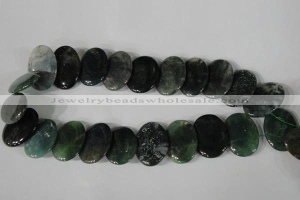 CTD25 Top drilled 20*30mm oval moss agate beads wholesale