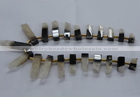 CTD2525 Top drilled 8*25mm - 11*50mm sticks druzy agate beads