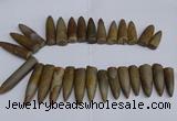 CTD2562 Top drilled 12*35mm - 15*55mm bullet agate fossil beads