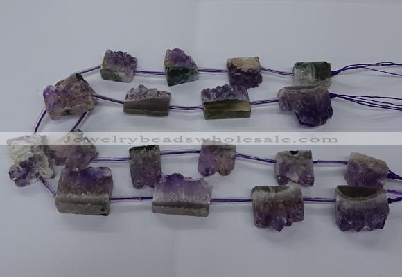 CTD2571 15.5 inches 20*22mm - 25*30mm freeform druzy amethyst beads