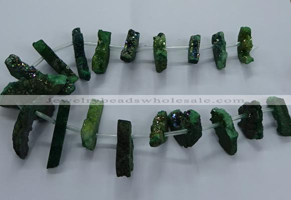 CTD2582 Top drilled 10*30mm - 10*50mm sticks plated druzy agate beads