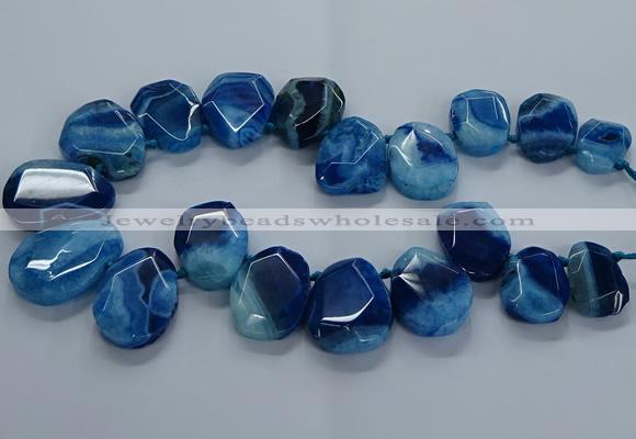 CTD2588 Top drilled 20*25mm - 30*40mm faceted freeform agate beads