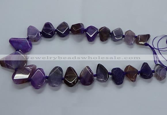 CTD2595 Top drilled 15*20mm - 25*35mm faceted freeform agate beads