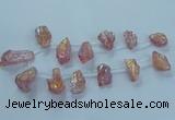 CTD2622 Top drilled 10*25mm - 20*45mm nuggets plated druzy quartz beads