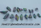 CTD2633 Top drilled 10*25mm - 20*45mm nuggets plated druzy quartz beads