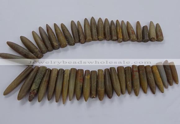 CTD2676 Top drilled 8*30mm - 12*50mm bullet agate fossil beads