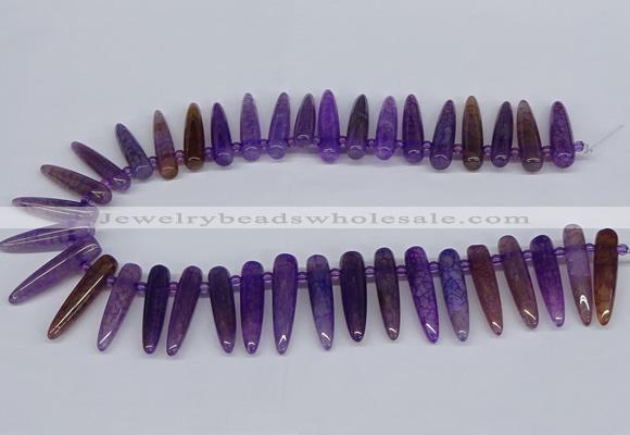 CTD2725 Top drilled 8*35mm bullet agate gemstone beads wholesale