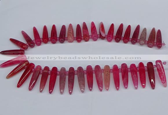 CTD2726 Top drilled 8*35mm bullet agate gemstone beads wholesale