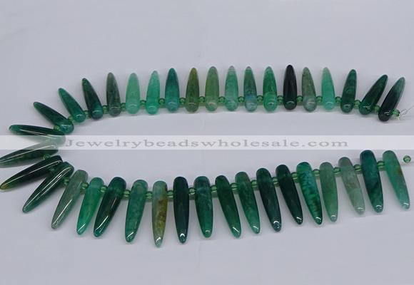 CTD2728 Top drilled 8*35mm bullet agate gemstone beads wholesale