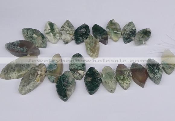 CTD2738 Top drilled 15*30mm - 25*50mm marquise moss agate beads