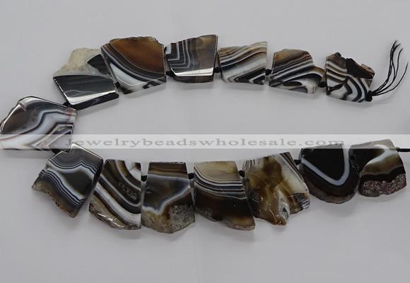 CTD2770 Top drilled 25*30mm - 35*40mm freeform line agate beads