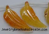 CTD2772 Top drilled 20*45mm - 25*55mm carved leaf agate beads