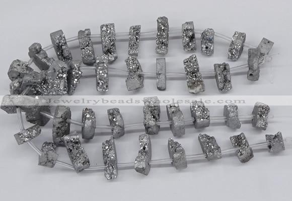 CTD2842 Top drilled 15*20mm - 18*40mm freeform plated druzy agate beads