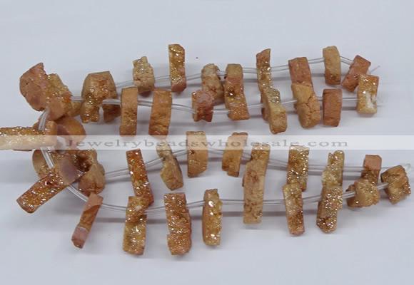 CTD2844 Top drilled 15*20mm - 18*40mm freeform plated druzy agate beads