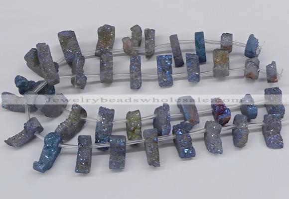 CTD2845 Top drilled 15*20mm - 18*40mm freeform plated druzy agate beads