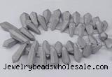 CTD2862 Top drilled 15*20mm - 22*50mm sticks plated quartz beads