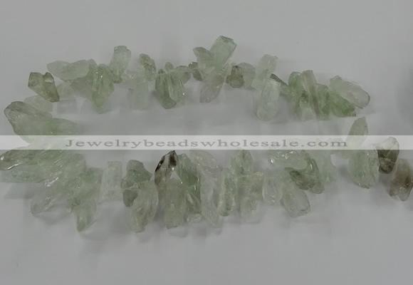 CTD2886 Top drilled 12*20mm - 15*35mm sticks green quartz beads