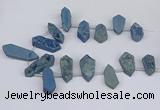 CTD2904 Top drilled 15*25mm - 25*55mm freeform plated druzy agate beads