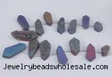 CTD2905 Top drilled 15*25mm - 25*55mm freeform plated druzy agate beads