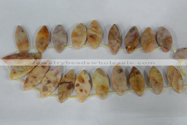 CTD30 Top drilled 15*30mm – 18*37mm marquise Morocco agate beads