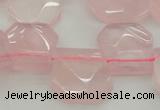 CTD314 Top drilled 15*18mm - 18*20mm faceted freeform rose quartz beads