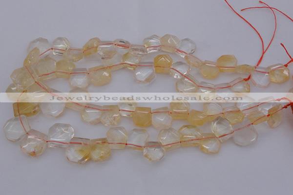 CTD315 Top drilled 15*18mm - 18*20mm faceted freeform citrine beads