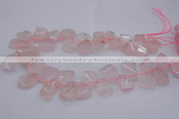 CTD320 Top drilled 15*20mm - 20*25mm freeform rose quartz beads