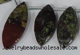 CTD33 Top drilled 10*24mm – 17*40mm marquise dragon blood jasper beads