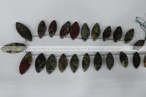 CTD33 Top drilled 10*24mm – 17*40mm marquise dragon blood jasper beads