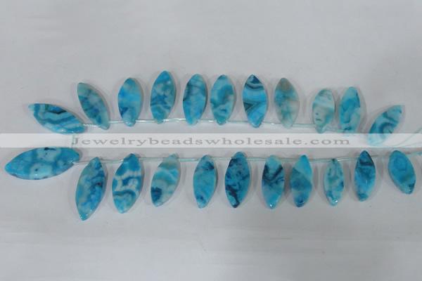 CTD35 Top drilled 10*24mm – 17*40mm marquise crazy lace agate beads