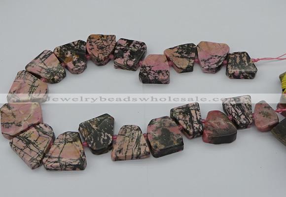 CTD3508 Top drilled 15*20mm - 25*30mm freeform rhodonite beads