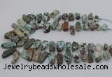 CTD3515 Top drilled 8*15mm - 12*35mm sticks larimar beads