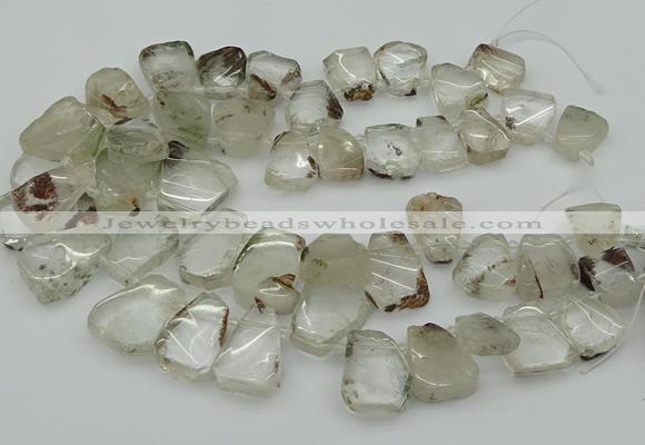 CTD3534 Top drilled 15*20mm - 25*30mm freeform green phantom quartz beads