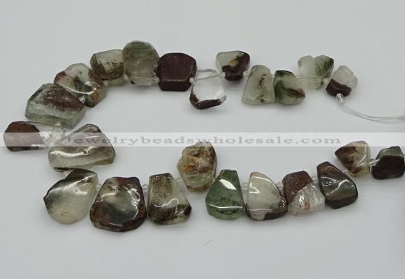 CTD3535 Top drilled 15*20mm - 25*30mm freeform green phantom quartz beads