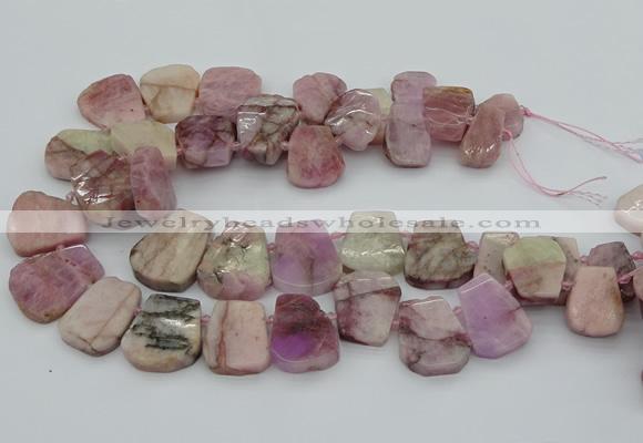 CTD3536 Top drilled 15*20mm - 25*30mm freeform pink kunzite beads