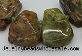 CTD3537 Top drilled 15*20mm - 25*30mm freeform green garnet beads