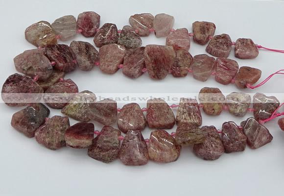 CTD3571 Top drilled 15*20mm - 25*30mm freeform strawberry quartz beads