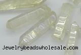 CTD3575 Top drilled 6*20mm - 8*45mm sticks plated white crystal beads