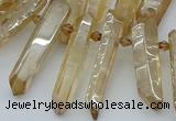 CTD3576 Top drilled 6*20mm - 8*45mm sticks plated white crystal beads