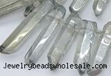 CTD3577 Top drilled 6*20mm - 8*45mm sticks plated white crystal beads