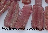 CTD3588 Top drilled 10*20mm - 12*40mm sticks strawberry quartz beads