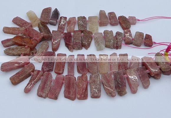 CTD3588 Top drilled 10*20mm - 12*40mm sticks strawberry quartz beads