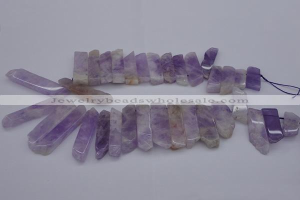 CTD362 Top drilled 10*28mm - 10*50mm wand lavender amethyst beads