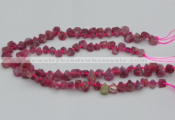 CTD3625 Top drilled 8*10mm - 10*14mm freeform pink tourmaline beads