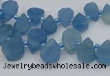 CTD3628 Top drilled 8*10mm - 10*14mm flat teardrop aquamarine beads