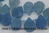 CTD3629 Top drilled 12*15mm - 15*18mm flat teardrop aquamarine beads